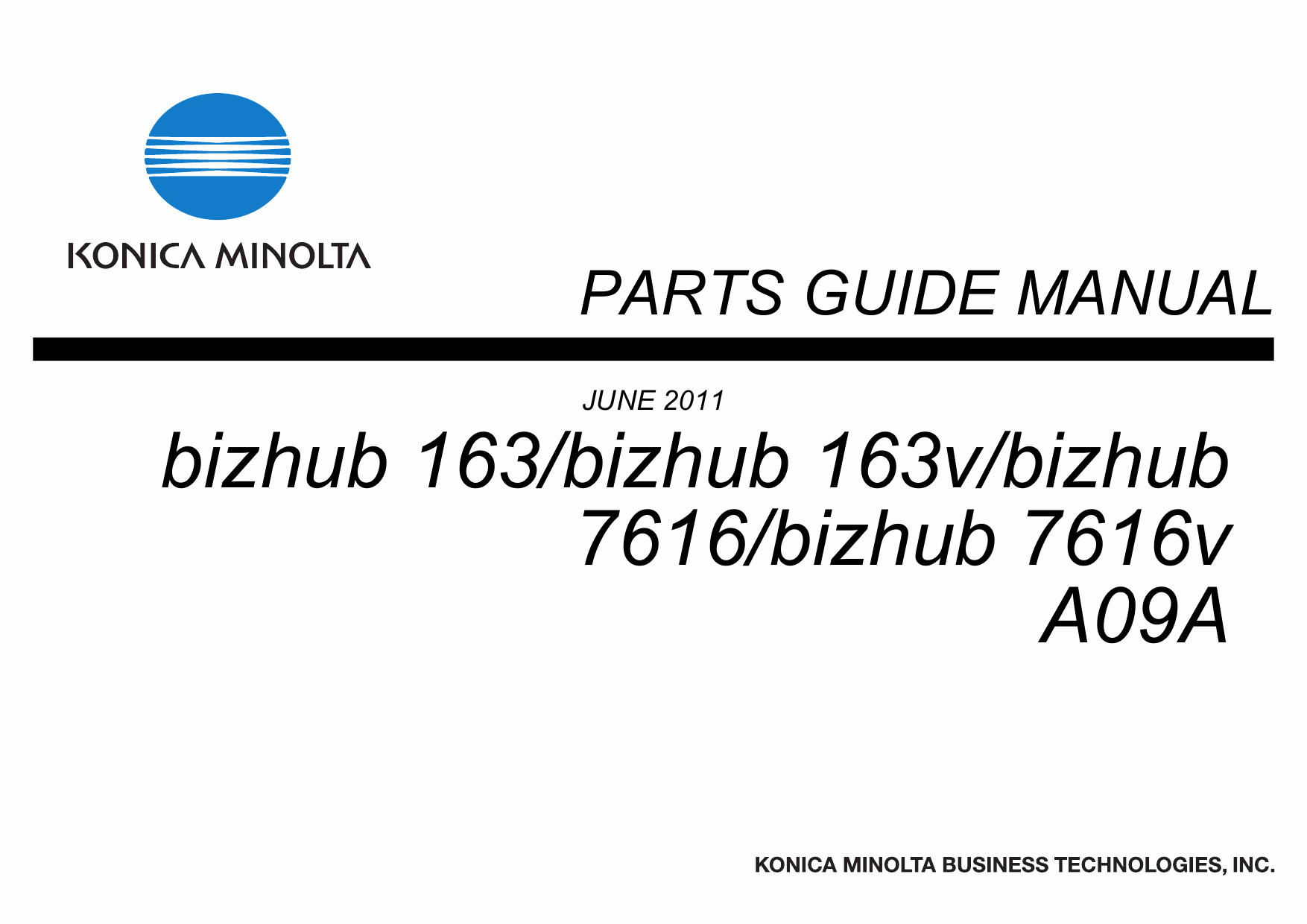 Konica-Minolta bizhub 163 163v 7616 7616v Parts Manual-1
